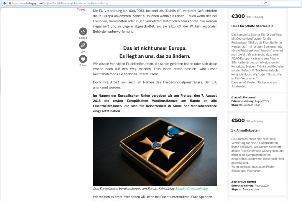 Fluchthelfer.in Anwaltskosten Fund Rechtshilfe